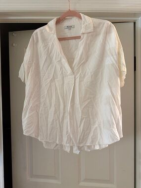 Madewell White Short Sleeve Button-Down Blouse